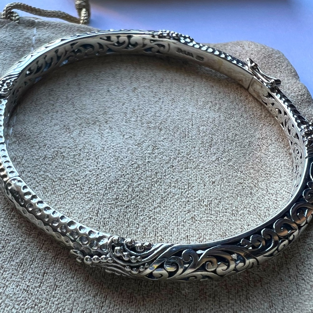 SARDA Sterling Silver 🩶 Filigree Bangle Bracelet - Picture 6 of 17